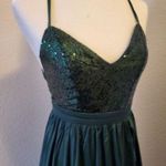 Evening Dress Formal Party Prom Gown Green Sequins Size XS Photo 3