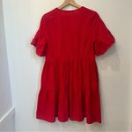 NWT Boutique Women's Dress V Neck Bell Sleeve Tiered Ruffle Pockets red small Photo 5