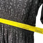 White House | Black Market WHBM Kimono Sleeve Smocked Waist Dress Black Shimmer Leopard Medium Mini Casual Photo 5