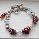 Swarovski Crystal NWT & Carnelian Sterling Silver chunky beaded Bracelet Photo 0