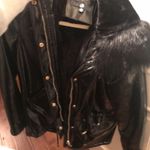 Missguided Black Patent Leather Fur Coat Photo 1