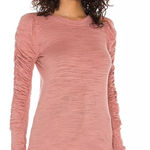 Free People  We The Free NWOT Natasha Mauve Pink Ruched Long Sleeve Tee XS Photo 0