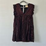Judith March  Merlot Black Sequin Ruffle Sleeve Holiday Glow Babydoll Romper M Photo 1