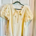 JODIFL  Cream Textured Sleeve V-Neck Blouse with Tie Back Photo 1