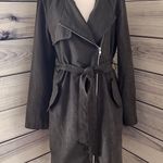 HYFVE Grey Asymmetric Zip Belted Trench Jacket Photo 2