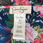 Jessica Simpson  Green Multi Color Floral Print Sheer Short Sleeve Swim Cover Top Photo 4