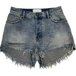 One Teaspoon High Waist Bonita Blue Denim Jean Short Distressed Raw Hem Size 27 Photo 0