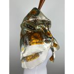 Ivory Gold Paisley Floral Satin Scarf Square Retro Boho Lightweight Wrap Yellow Photo 4