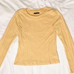 American Eagle Light Mustard Ribbed Long Sleeve Shirt Photo 0
