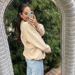 Free People Cream vintage 90s crewneck sweatshirt with embroidered train logo sz M MENS Photo 2