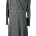 Alfani  X-Large Sweater Midi Dress Balloon Sleeve Stretch Surplice V-Neck Grey Photo 0