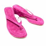 Bubblegum La Canadienne Suede Wedge Thong Sandal size 41  Pink Fuscia Barbiecore Photo 3
