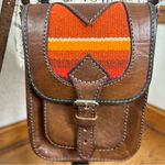 HANDMADE ARTESIAN Indigenous Brown Leather Southwestern Woven BOHO Crossbody Bag Photo 1