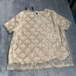 Adrianna Papell  Cream Sequin Blouse NWT Photo 8