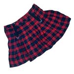 Royal Bones  women's small red plaid pleated mini skirt black punk rock grunge Photo 0