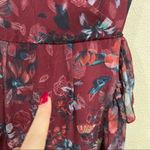 VONE Mireya Floral Ruffle Faux Wrap Midi Dress Red Size 2 Photo 7