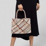 Salvatore Ferragamo woven plaid fabric leather grosgrain ribbon tote handbag Photo 0