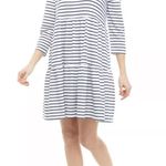 Crown & Ivy Belk Navy Blue White Striped 3/4 Sleeve Tiered Dress Size Small Photo 2