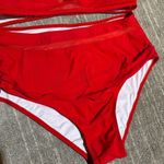Suuksess Cherry Red High Waist Halter Neck Mesh Bikini Swimsuit XL NWT Photo 3