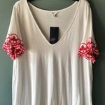 Crown & Ivy NWT  Top Womens Plus 2X White Red Lace Cap Sleeve Scoop Neck T Shirt Photo 0