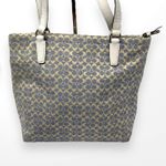 Coach  Blue White Leather Monogram Signature Stripe Tote Photo 4