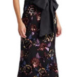 Eliza J Sequin Floral Maxi Gown V-Neck Nlack Women’s 10 belt/sash not included Photo 0
