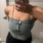 Wild Fable XS - Stylish Denim Bustier Top Y2K Crop Tank Top Distressed RARE Photo 5