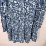 Beach Lunch Lounge Midi Dress Womens S Blue White Floral Cotton Rayon Pockets Photo 2