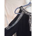 Time and Tru Black Embroidered Cold Shoulder Blouse Dress Large Photo 1