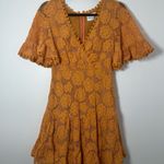 Hello Molly Women’s Orange Lace Mini Ruffle Dress Size 4 Photo 0