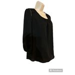 Haute Monde  Anthropologie Blouse Womens Medium Sheer Black Split Back Photo 1
