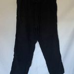 Dylan Black Drawstring Pants L women's casual cotton straight leg trousers Photo 0