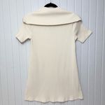 ZARA  Sweater Dress Ivory Short Sleeves Quarter Zip Ribbed Knit Size Size M Photo 3