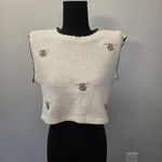 Star Wars x Zara Womens Crochet Cropped Vest Size SMALL Cream Knit Yoda Photo 5
