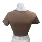 Gymshark Brown Short Sleeve Crewneck Logo Yoga Athletic T Shirt Crop Top Size M Size M Photo 1