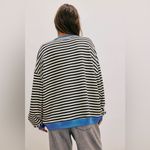 Free People  Classic Striped Oversized Crewneck L Photo 4