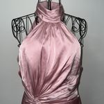 Mac Duggal NWT Ieena for Pink Open Back High Neck Side Ruched Gown Size 8 Photo 4