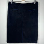 J. McLaughlin “Sonya” Black Skirt Navy Trim Faux Suede Mid Length Women’s Size 8 Photo 2