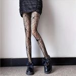 Gothic Spider‎ Jacquard Pantyhose, Gothic Hollow Out Sheer Tights One Size Black Photo 3