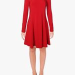 Ralph Lauren Lauren  Red Long Sleeve Ruched Sleeve Stretch Fit and Flare Dress Photo 2
