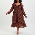 ASOS Curve Maxi Dress Womens 26 Multicolor Metallic Gathered Waist Front Slit Photo 10