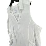 Sigrid Olsen Shirt Womens 1X White Linen Sleeveless V Neck Collared Pockets Top Photo 1