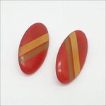 Vintage Orange, Yellow and Green Striped Oval Shaped Earrings Pierced Ears Orange Photo 0