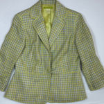 Sigrid Olsen  Y2K Womens Tweed Blazer Jacket Yellow Blue Plaid Size 4 Photo 1
