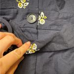 ZARA  navy paper bag style belted trousers with embroidered flowers in Medium Photo 2