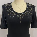 H&M Women’s Black Jeweled Neck Short Sleeve Open Back Mini Dress Size 6 Photo 1