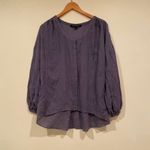 French Connection ‎ Women's M Betsey Draped Popover Top Blue Lagenlook Oversized Photo 1