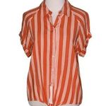 Code x Mode Orange/White Striped Button Up Tie Front Casual Blouse S Photo 0