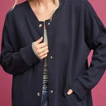 Anthropologie Deletta Murray Coat Sweatshirt Bomber Cotton Navy Blue Size Small Photo 0