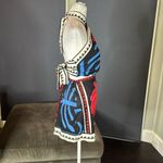 Women’s Summer Halter Neck Mini Dress Red & Blue Floral Print Tie Back Size S Black Photo 2